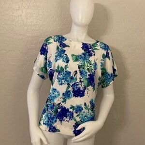 St. John Blue/Purple Hydrangea Floral Silk Blend Top Size P/2